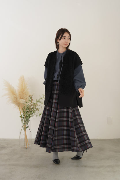 モールチェックウエストリブスカート　23164