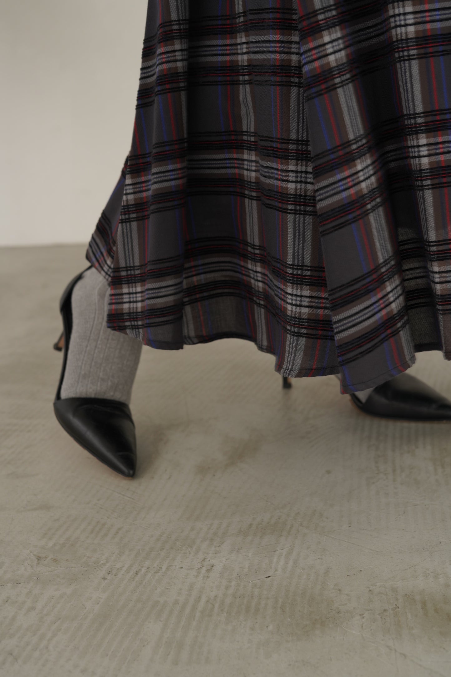 モールチェックウエストリブスカート　23164