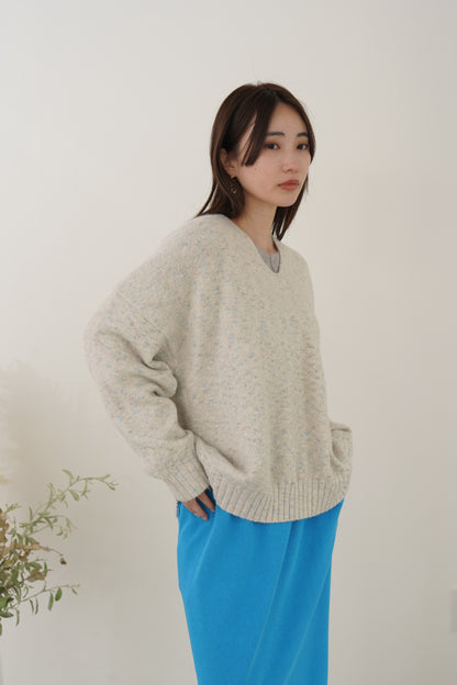 3トーンラメVネックニット　35554