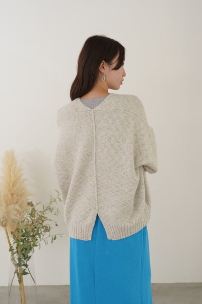 3トーンラメVネックニット　35554