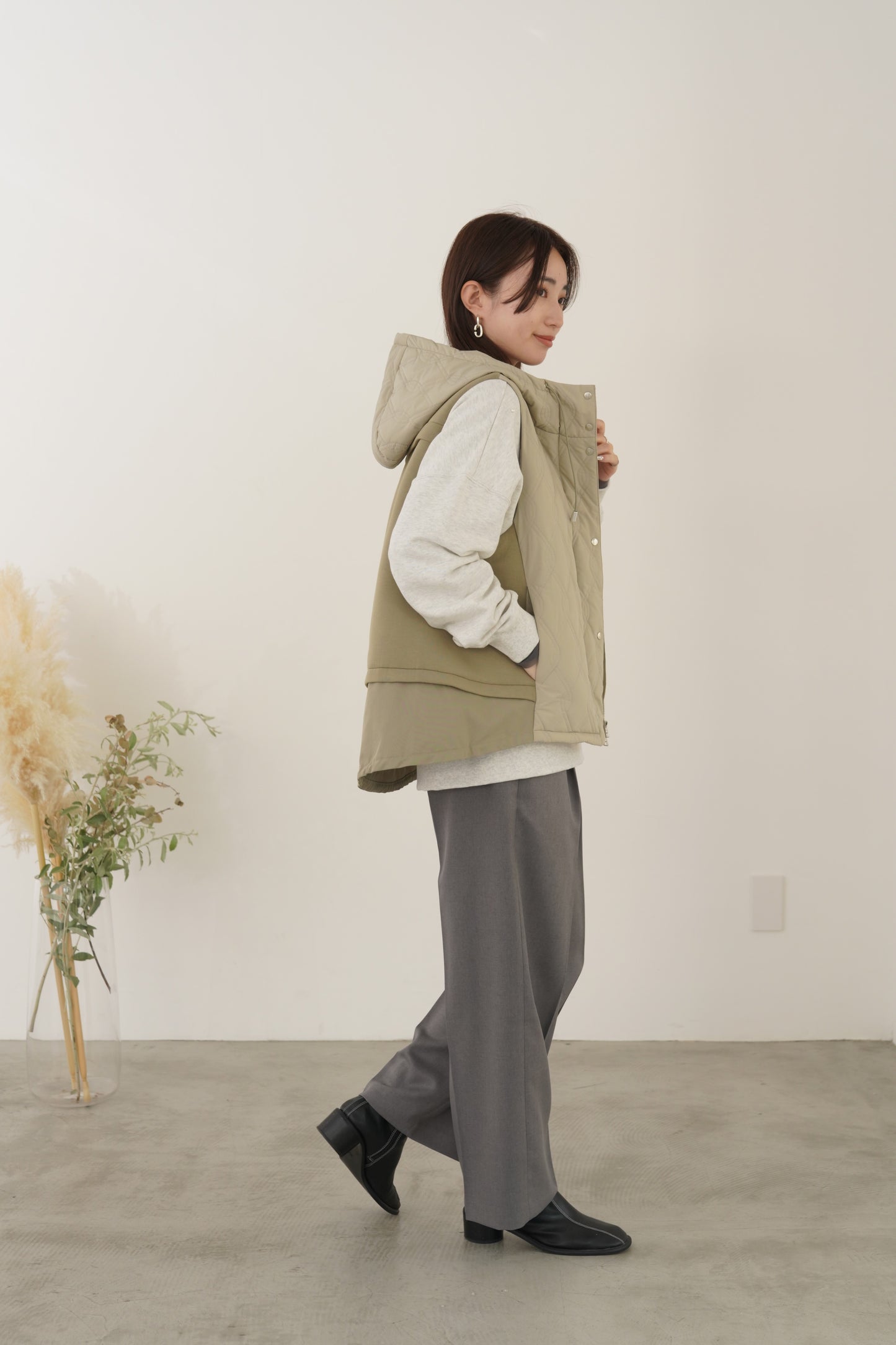 キルティングフードベスト　15929