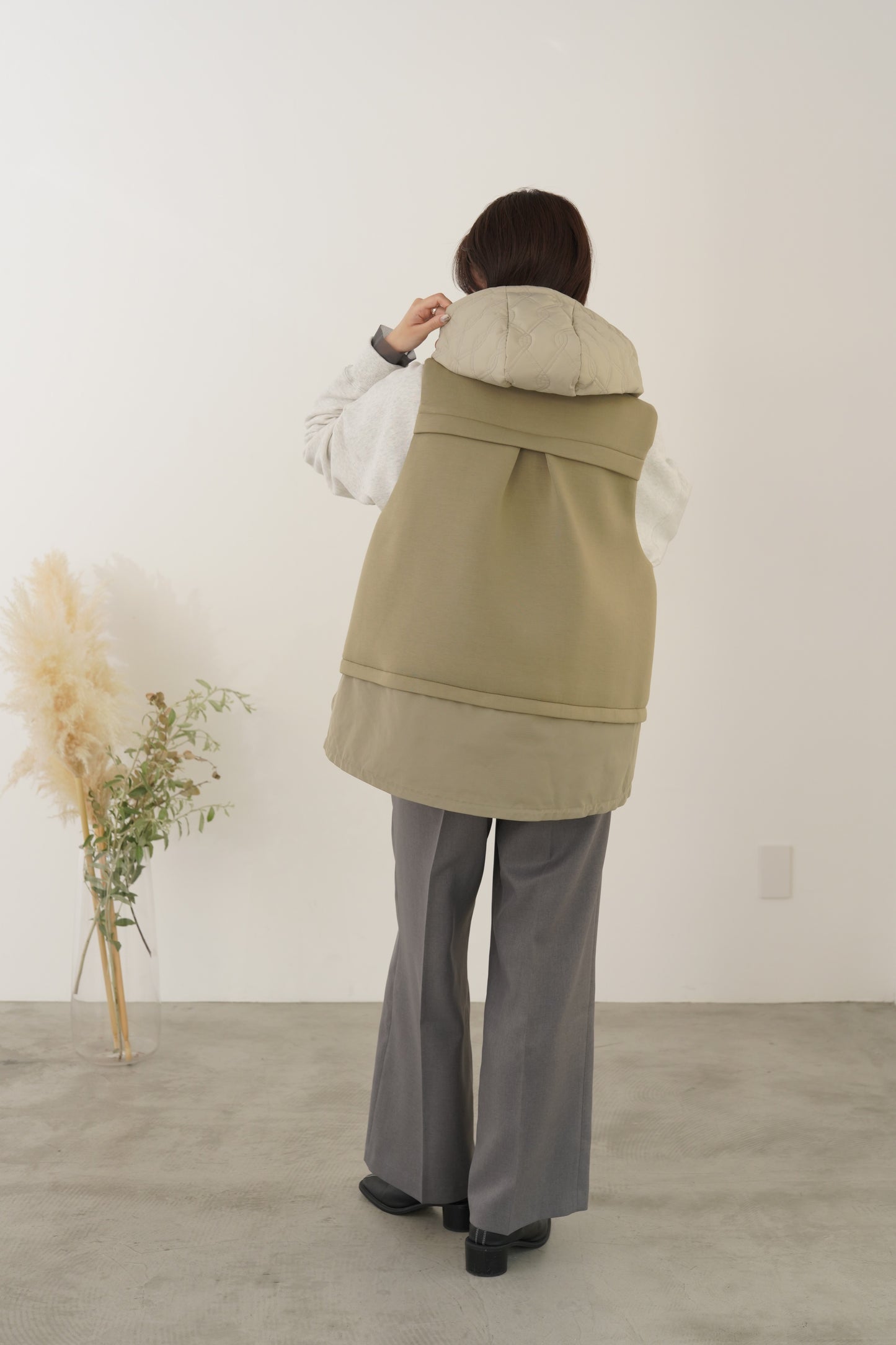 キルティングフードベスト　15929