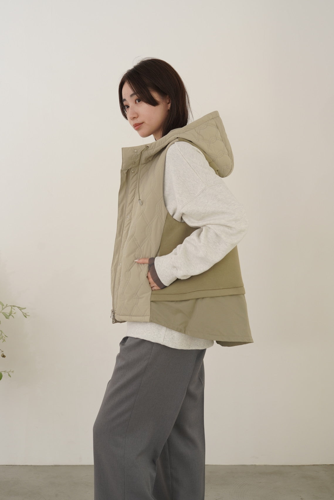 キルティングフードベスト　15929