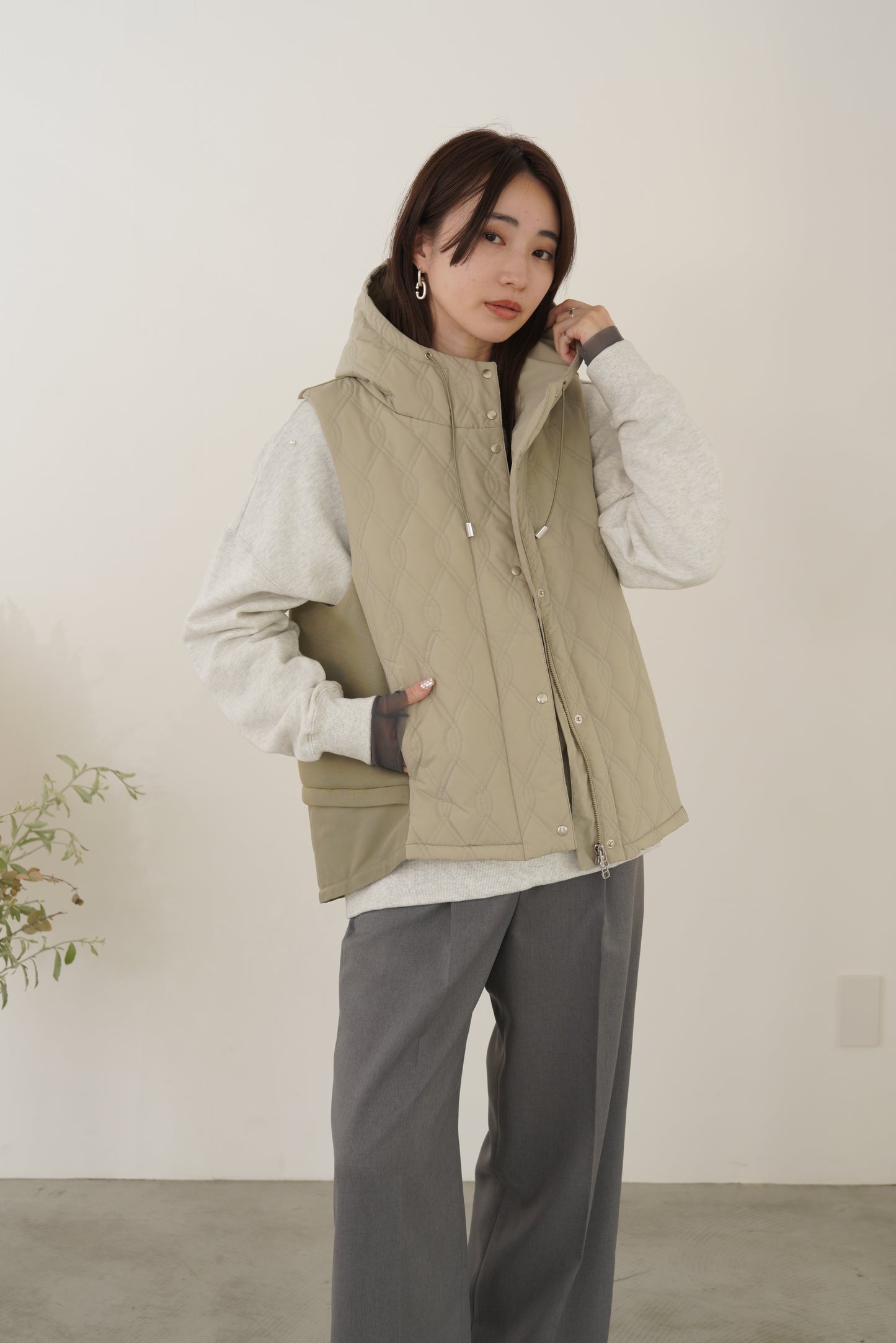 キルティングフードベスト　15929