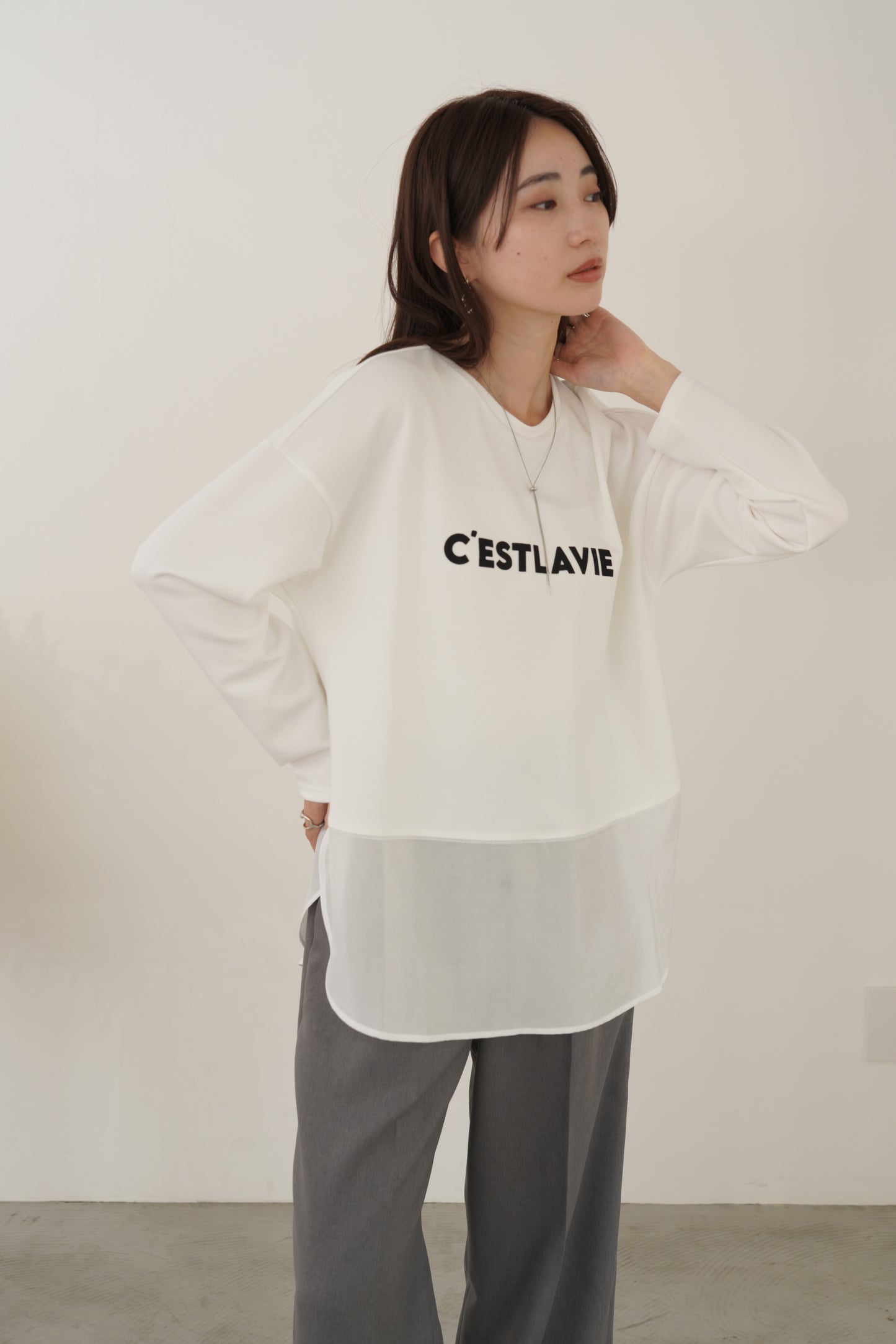 サテンドッキングL/Sカットソー　35542