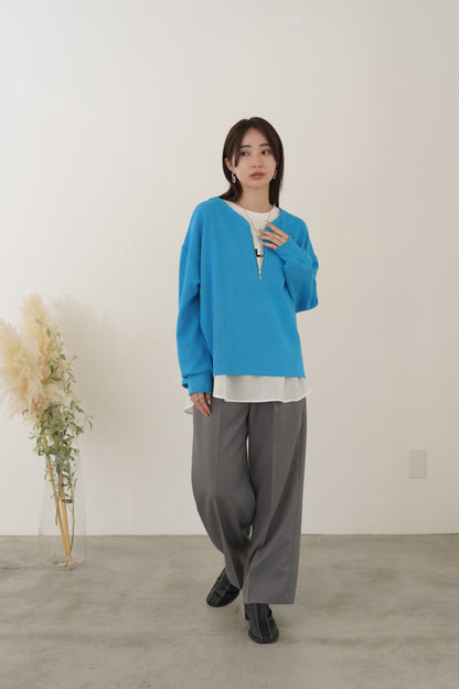 サテンドッキングL/Sカットソー　35542