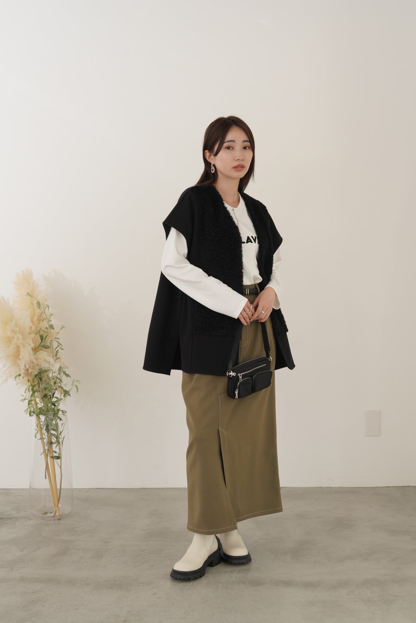 サテンドッキングL/Sカットソー　35542