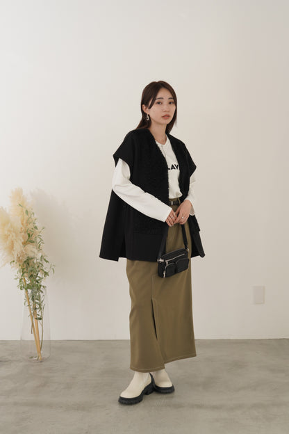 サテンドッキングL/Sカットソー　35542