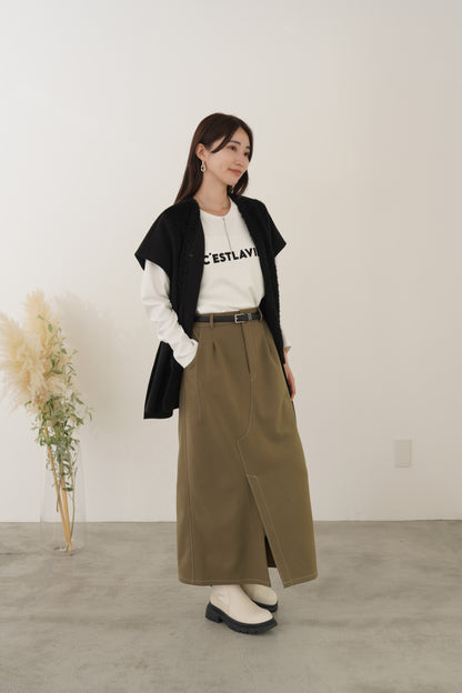 サテンドッキングL/Sカットソー　35542