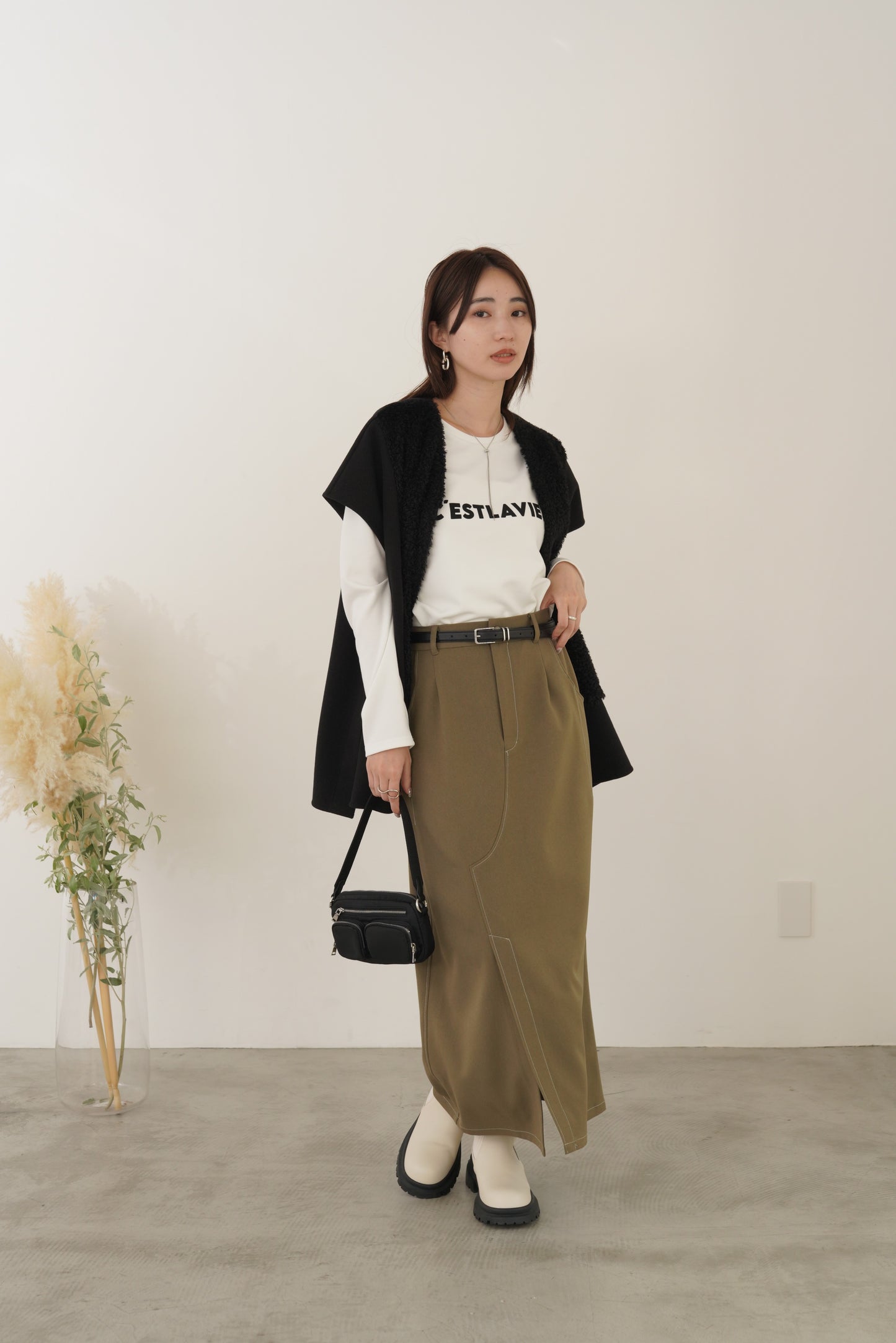 サテンドッキングL/Sカットソー　35542