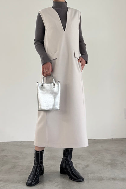 ウール調ジャージVネックジャンスカ　15941