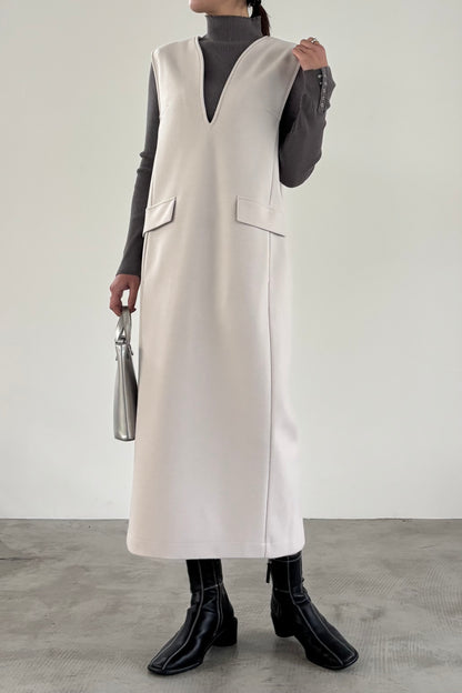 ウール調ジャージVネックジャンスカ　15941