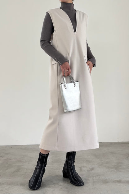 ウール調ジャージVネックジャンスカ　15941