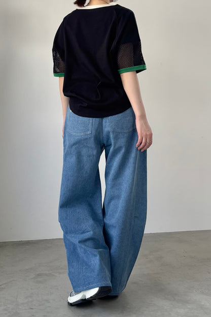 メッシュスリーブリンガーTシャツ　F3282