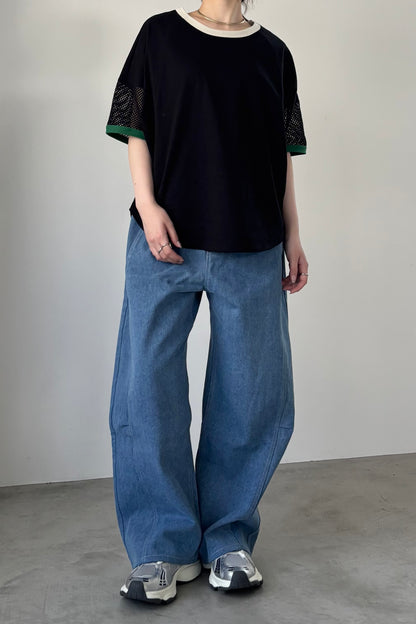 メッシュスリーブリンガーTシャツ　F3282