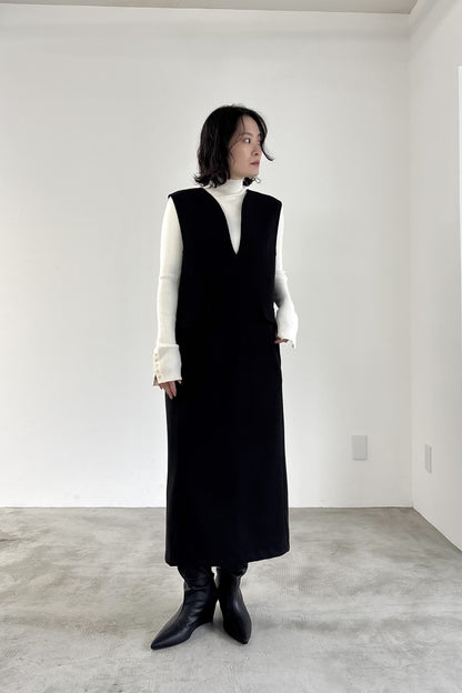 ウール調ジャージVネックジャンスカ　15941