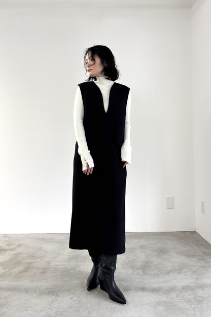 ウール調ジャージVネックジャンスカ　15941