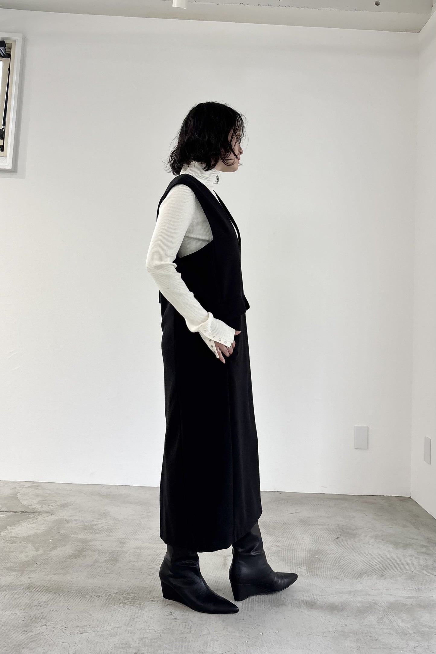 ウール調ジャージVネックジャンスカ　15941