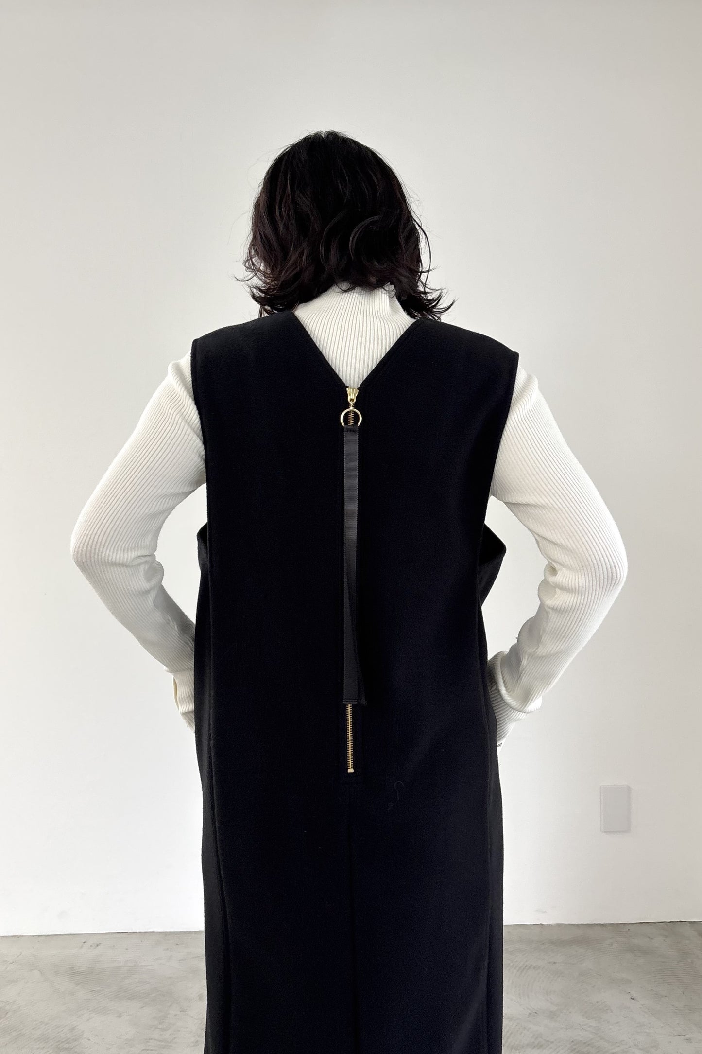 ウール調ジャージVネックジャンスカ　15941