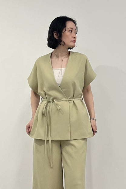 T/R麻調ノーカラージレ　M10010