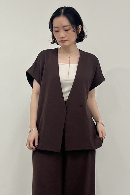 T/R麻調ノーカラージレ　M10010