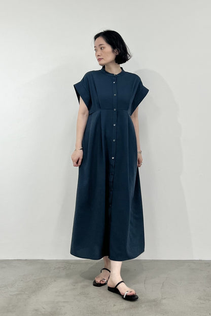 T/R麻調ノーカラーシャツOP　M10013