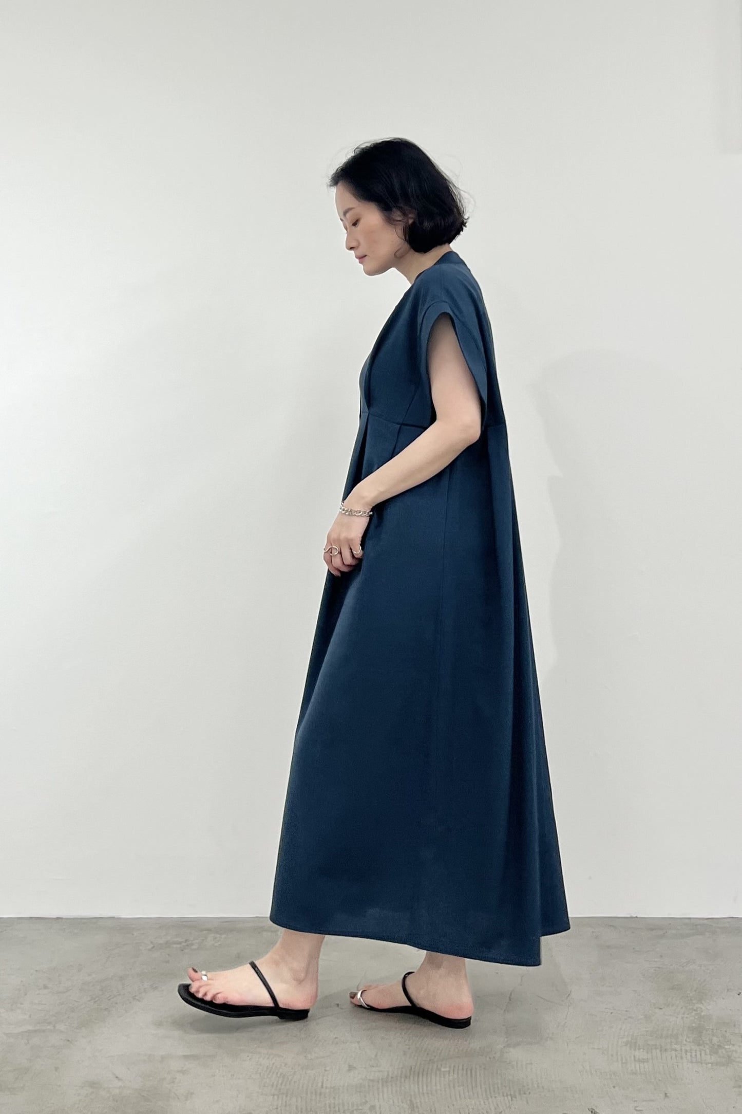T/R麻調ノーカラーシャツOP　M10013