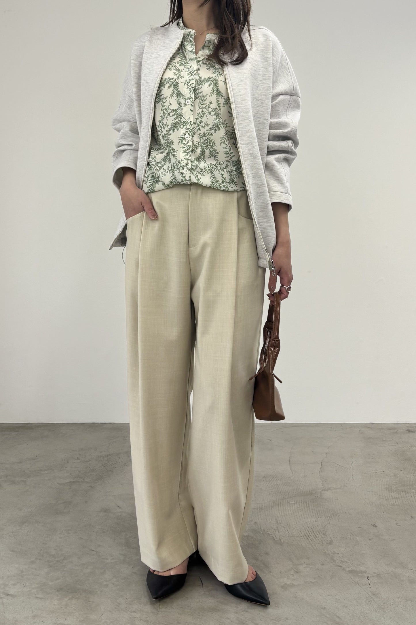 コクーンノーカラーブルゾン　35592