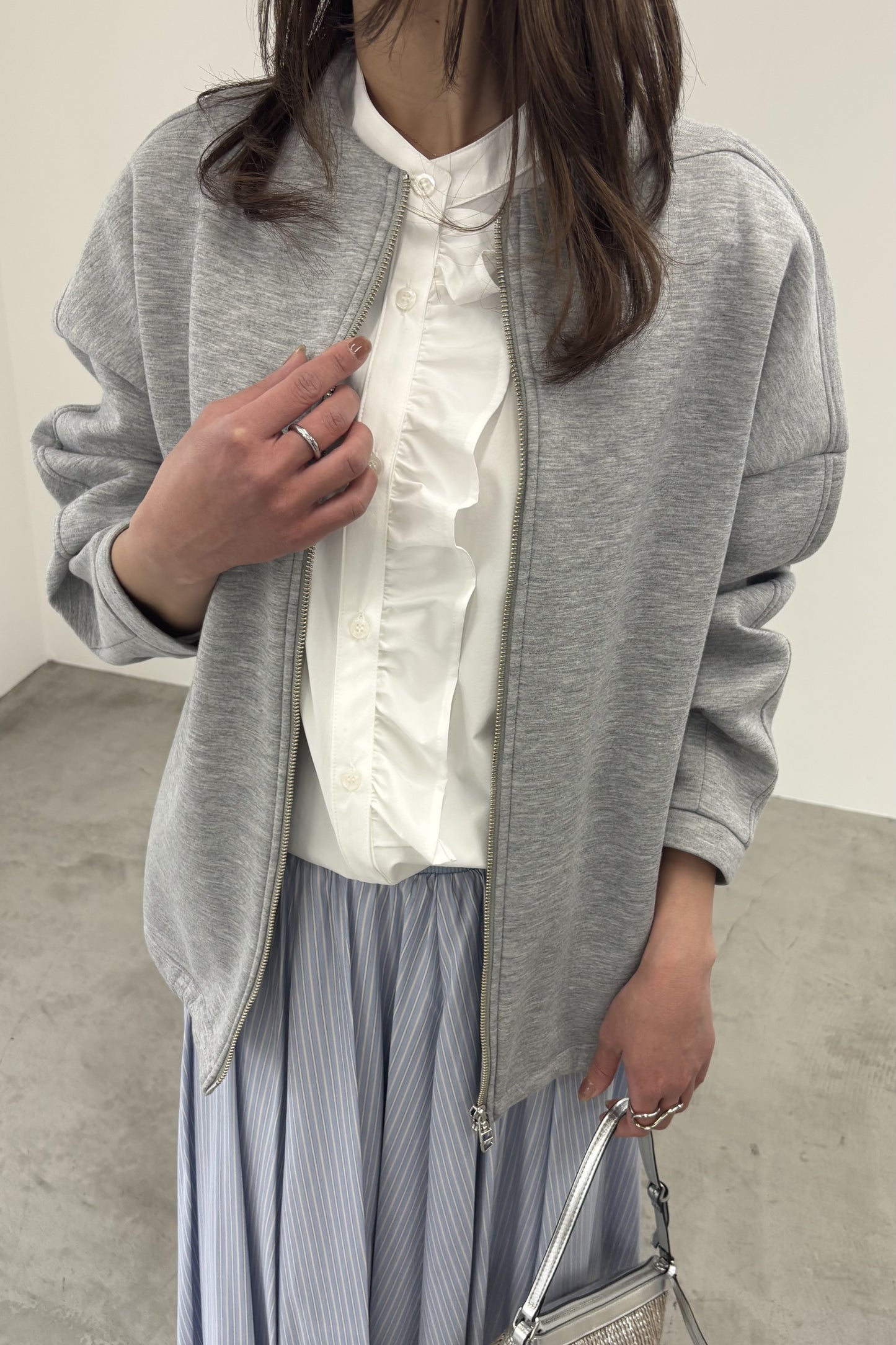 コクーンノーカラーブルゾン　35592