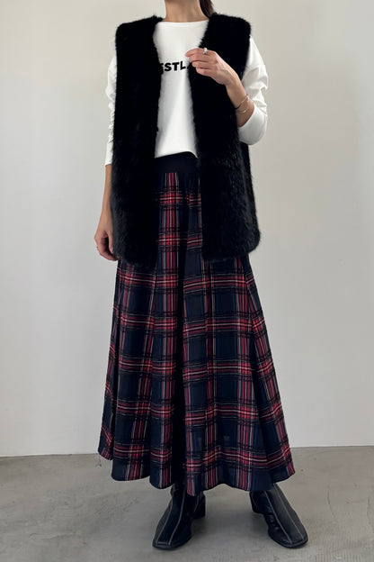 モールチェックウエストリブスカート　23164