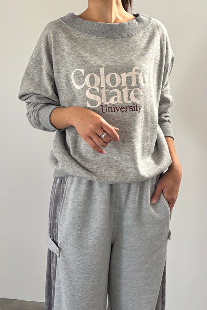 2WAYオフショルロゴスウェット　F3292