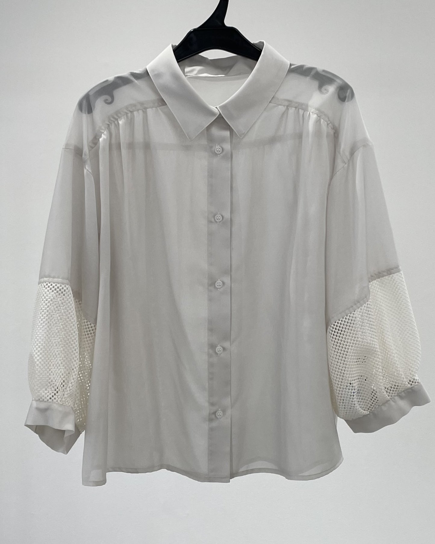 メッシュ切替クロップドシャツ　15769