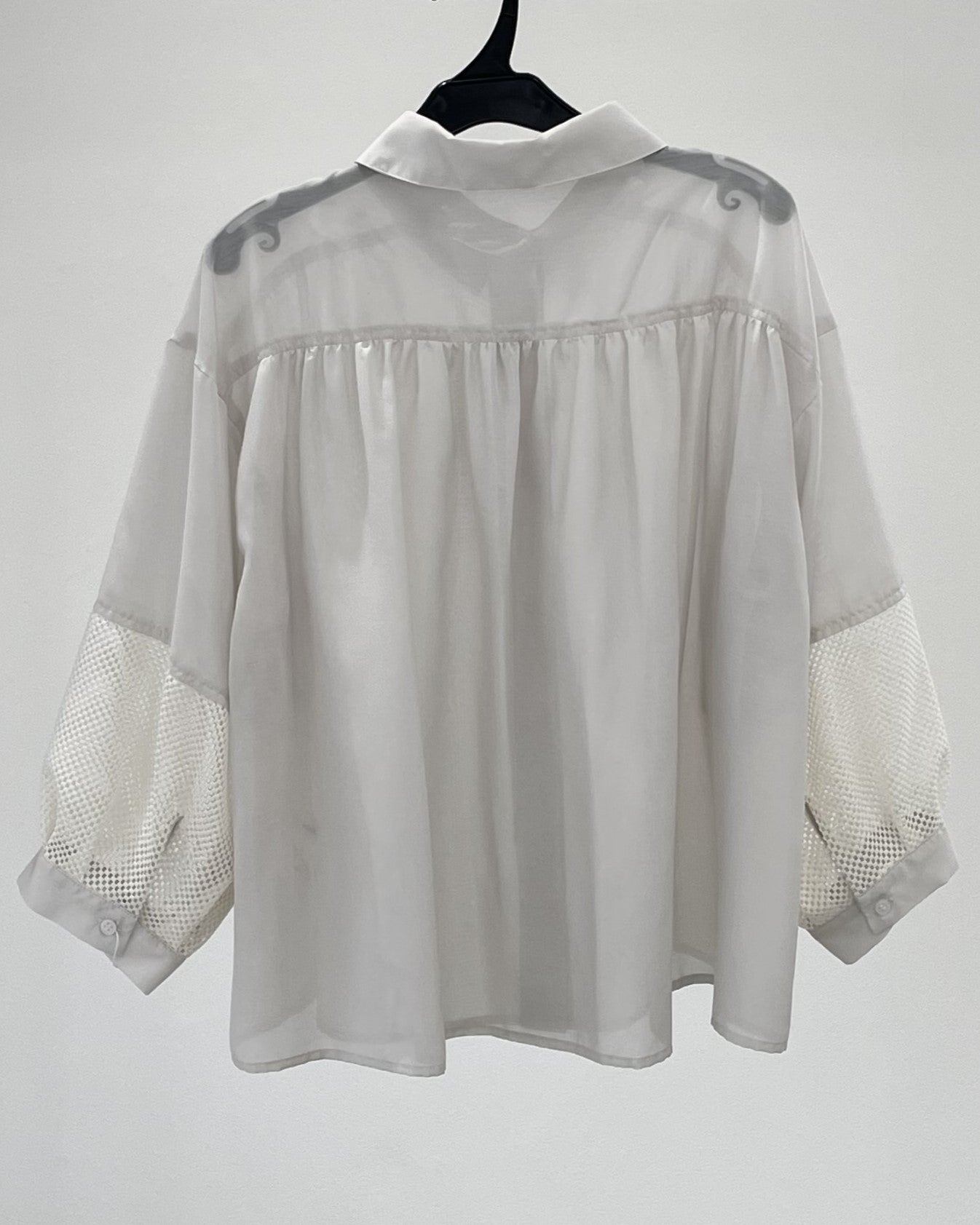 メッシュ切替クロップドシャツ　15769