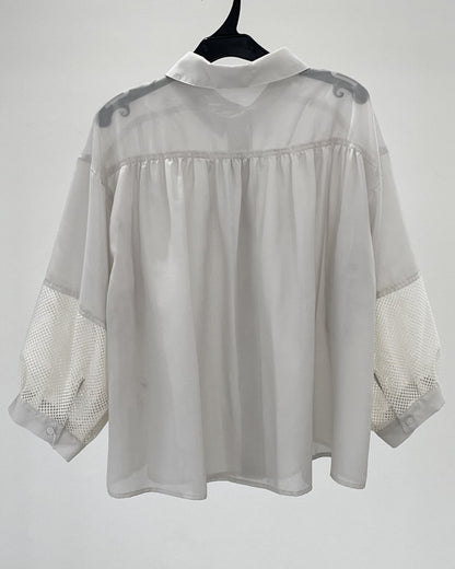 メッシュ切替クロップドシャツ　15769