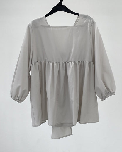 スクエアネックリボンブラウス　15766