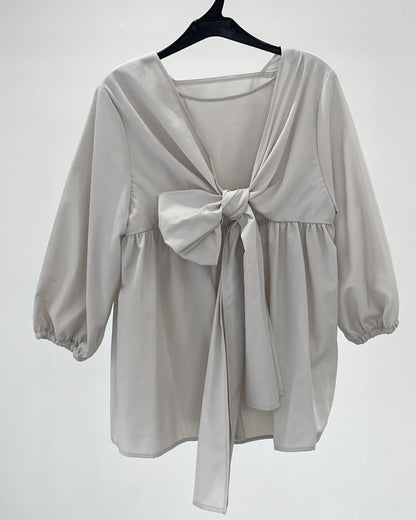 スクエアネックリボンブラウス　15766