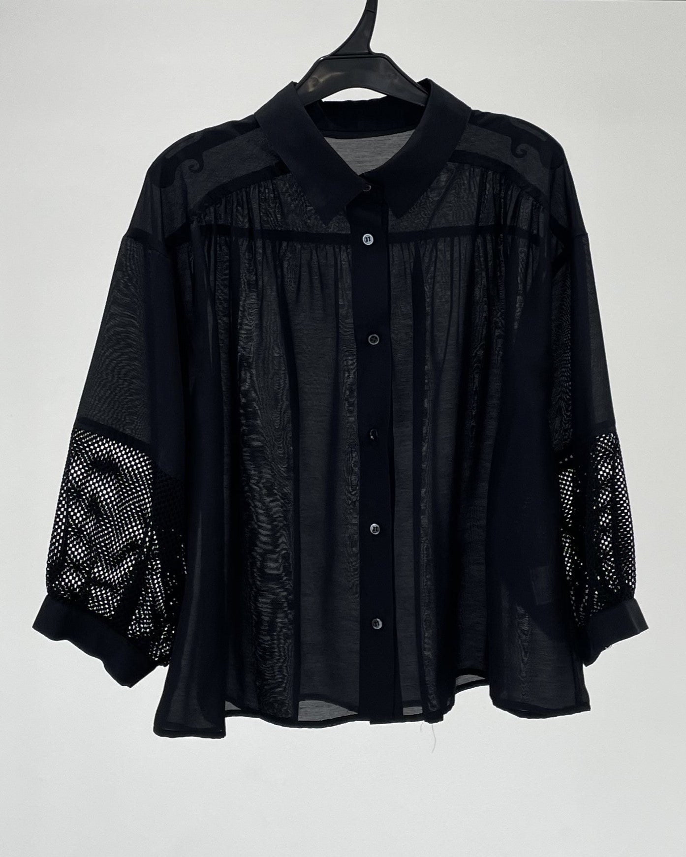 メッシュ切替クロップドシャツ　15769