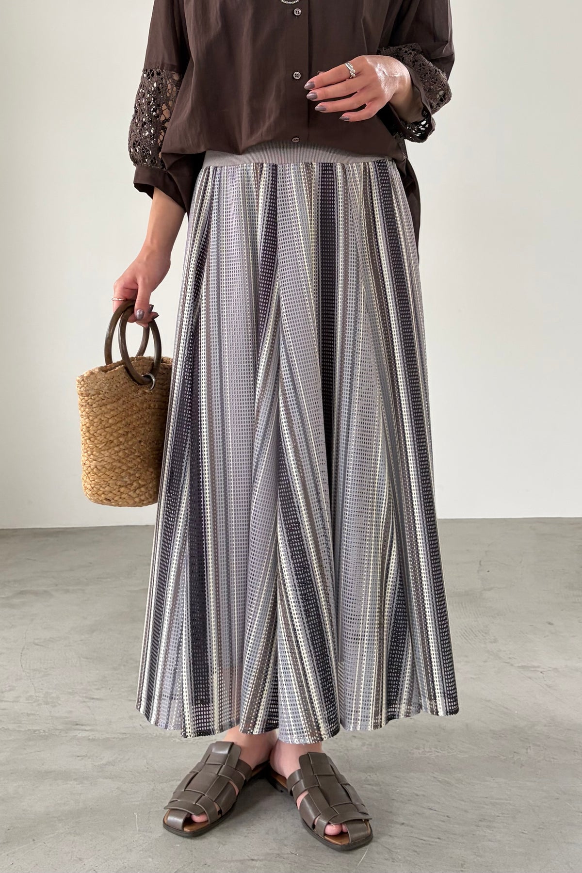 ストライプメッシュウエストリブSK　23233
