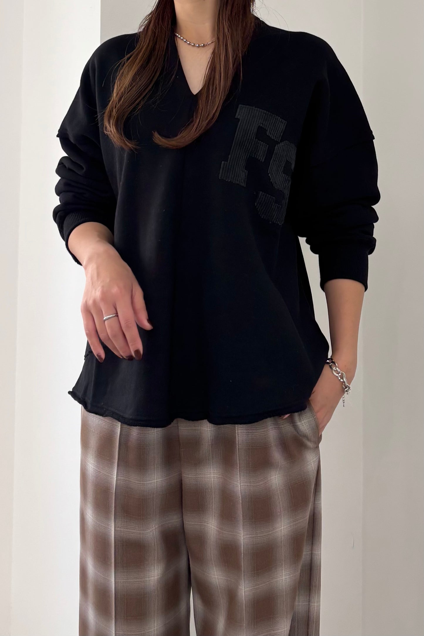 Vネック裏毛プルオーバー　F3296