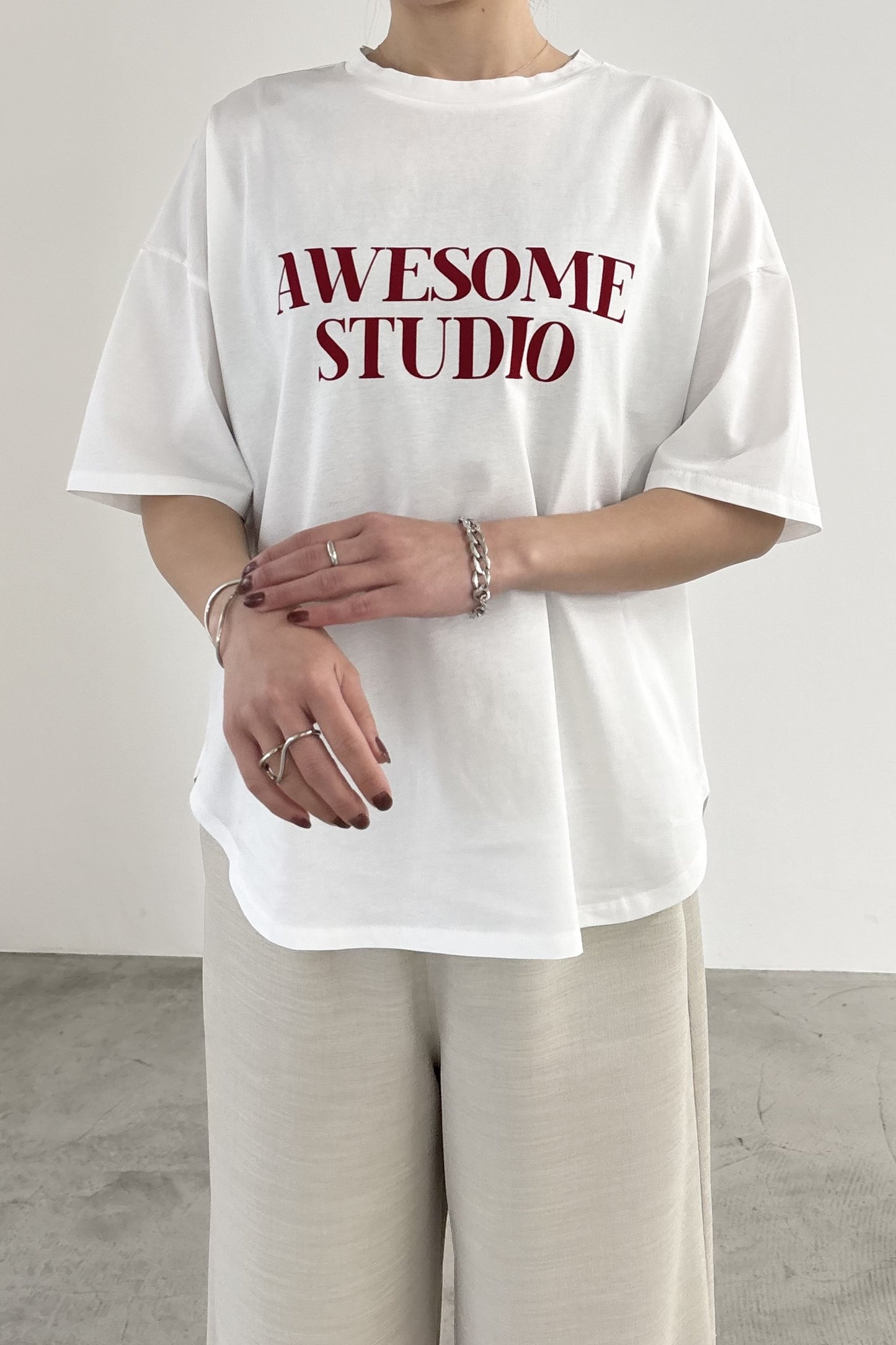 シルケットフロッキープリントTEE　35620