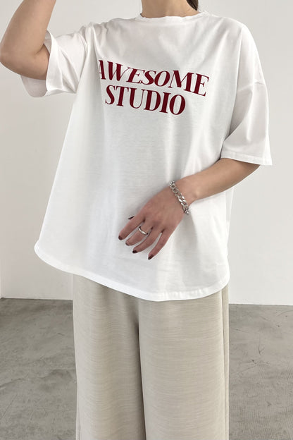 シルケットフロッキープリントTEE　35620