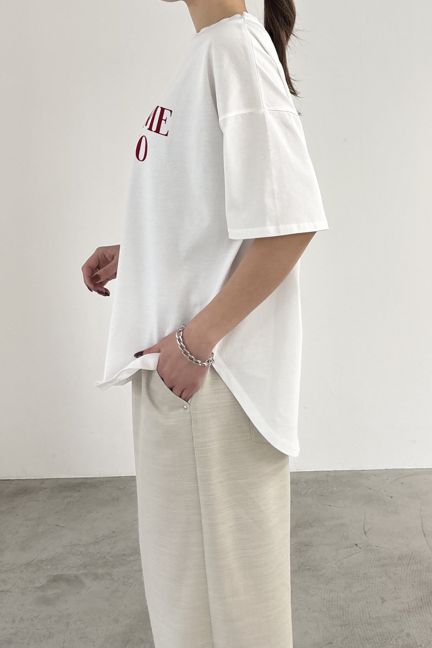 シルケットフロッキープリントTEE　35620