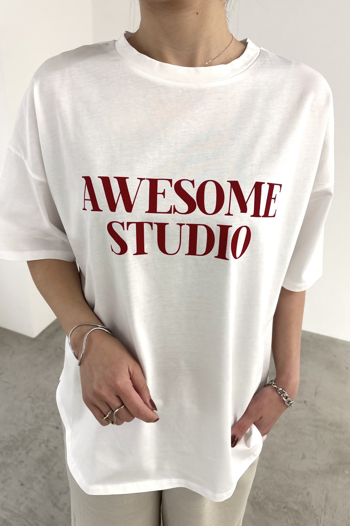 シルケットフロッキープリントTEE　35620