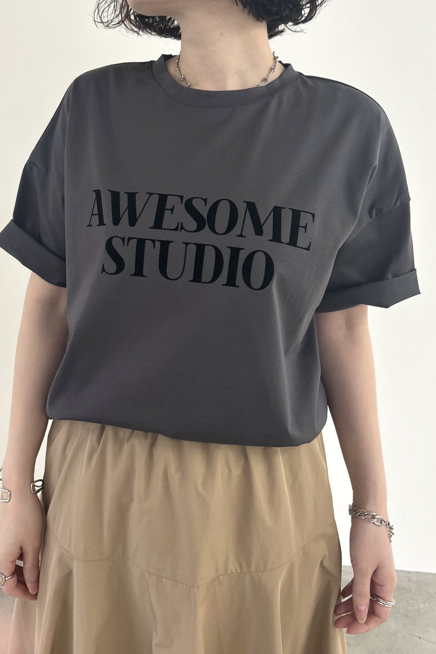 シルケットフロッキープリントTEE　35620