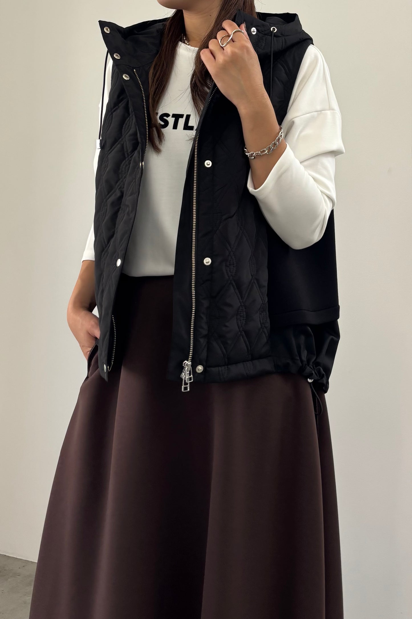 キルティングフードベスト　15929