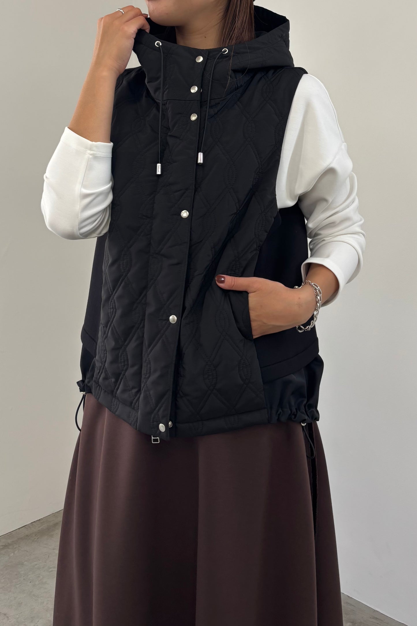 キルティングフードベスト　15929