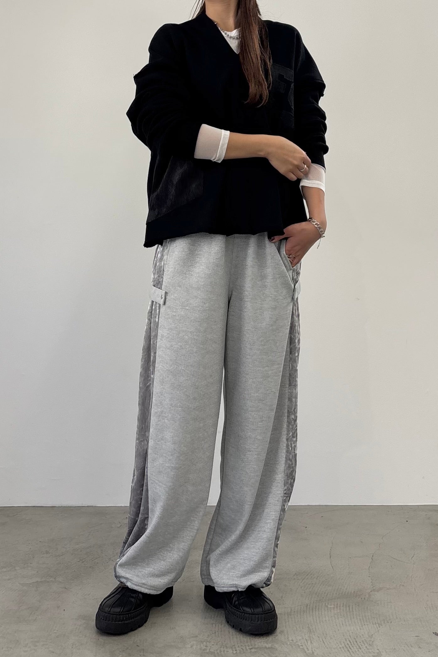 チュール切替クルーネックインナー　F3285