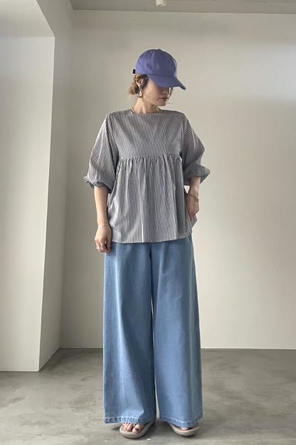 スクエアネックリボンブラウス　15766