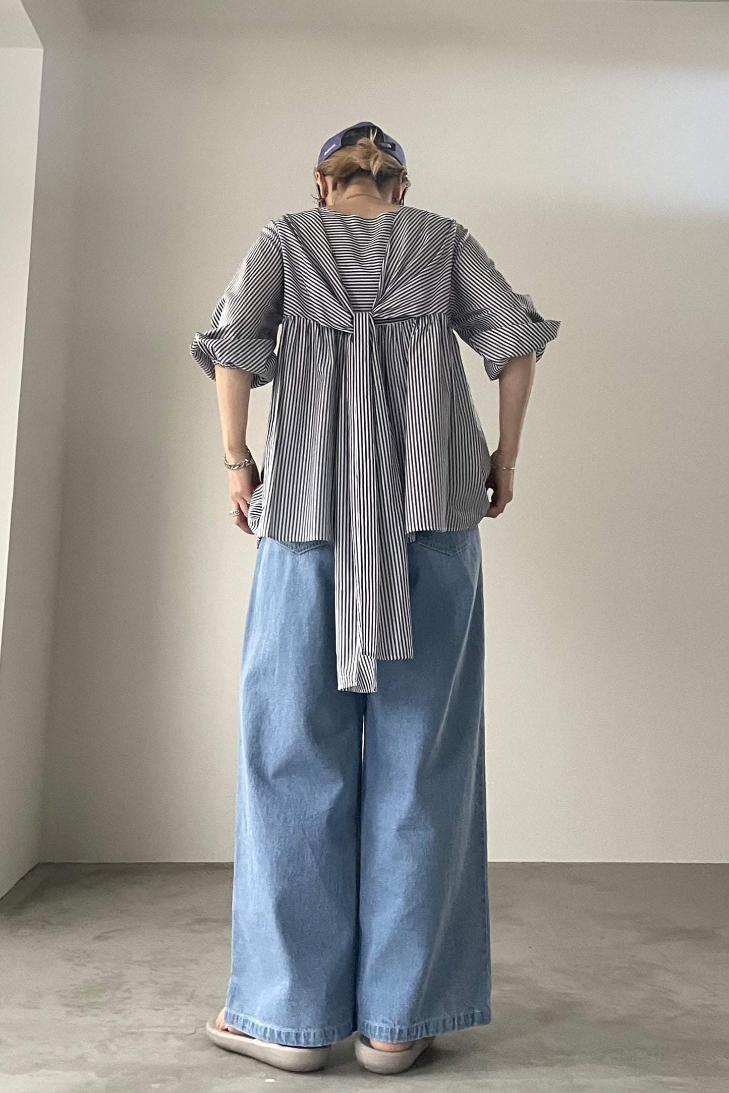 スクエアネックリボンブラウス　15766