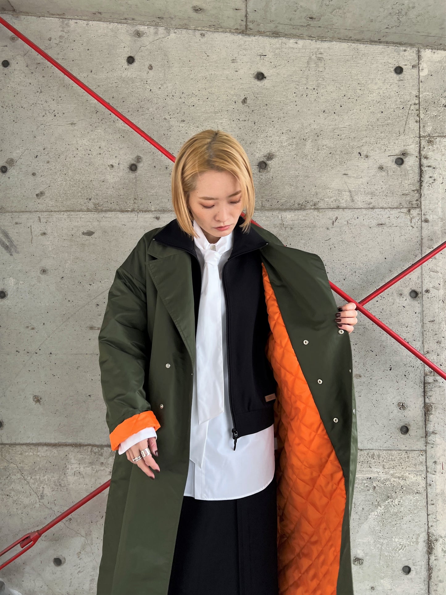 FOSI.　ナイロンツイルロングコート　F1158